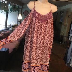NWT purple Boho cold shoulder dress